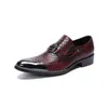 Mode peau de serpent motif en cuir véritable hommes chaussures Bullock sculpté hommes chaussures habillées bureau affaires chaussures