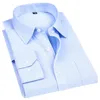 Erkekler Elbise Uzun Kollu Gömlek Marka Yeni Moda Tasarımcısı Yüksek Kalite Katı Erkek Giyim Fit İş Gömlek Beyaz Mavi Siyah 4XL