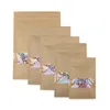 9x14cm (3.5x5.5 in) 100 stks Clear Window Traan Notch Reclosable Pakket Tassen Bruin Platte Kraft Papieren Bag