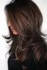 Goldbraune Perücke mit Farbverlauf, langes lockiges Haar, flauschige Naturwellen-Perücken