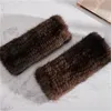 20cm / 8 "Womens Winter Real Mink Fur Golves Stickade Stretch Fingerless Mitten Gloves