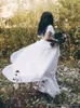 Simples a linha vestidos baratos mangas curtas chiffon colher pescoço vestido de casamento vestidos de noiva robe de marie vestidos de novia
