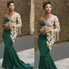 Frisada Sereia Vestidos verde escuro luxo de um ombro Beading Sereia Prom Dress Formal Party Dress Robe de Soiree