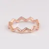 Autêntico 925 prata esterlina minimalista polido ziguezague anel de luxo designer jóias feminino rosa anéis de ouro com encantos origina3620342