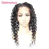 Glamorous peruana profunda onda 360 lace encerramento frontal com cabelo humano 3 pacotes brasileiro de cabelo indiano de cabelo indiano com 360 lace fechamento