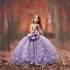 Luxury Flower Girls Dresses with 3D Floral Applique Spaghetti Strap Fashion Fluffy Detachable Bow Ball Gown for Birthday Wedding5353686