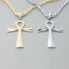 Religion egyptisk ankh korsfix halsband hängen rostfritt stål symbol för liv korshalsband för män kvinnor vintage smycken285a