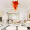 オレンジ色のガラス安いペンダントライト家の装飾ファンシーシャンデリア照明100％手吹きガラスLEDクリスタルシャンデリア送料無料