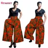 2019 Women African Batik Print Pants African Print calf-length Loose long Wide Leg Pants Ankara 100% wax Cotton Clothing WY1679