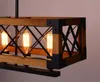 Amerykański Retro Przemysłowy Wind Loft Drewniany żyrandol Prostokąt Drewniany Metal Wisiorek Kreatywny Drewniany Lampy Restauracja Salon Oświetlenie Myy