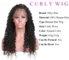 Perruque Lace Frontal Wig bouclée brésilienne indienne Remy, cheveux 100% naturels, sans colle, couleur naturelle, 10-20 pouces, pour femmes