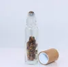 10 ml pierres semi-précieuses naturelles rouler sur des bouteilles pierres précieuses huiles essentielles bouteilles à rouleaux couvercle en bambou 10 pcs/lot P224