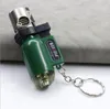 Mini Jet Straight Inflatable Lighter With Keychain No Gas Windproof Metal Cigarette Cigar Butane Lighters Smoking Tool