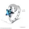 Ajustável Anéis Banda Cristal De Swarovski Elements Moon Star Shaped presentes Dia S925 Sterling Silver Ring moda dos Namorados POTALA278