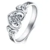 Romantisk vigselring för kvinnor äkta silver-färg flätat hjärta för evigt kärlek finger louse ring storlek 6-10 mode smycken