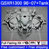 Karosserie für Suzuki Hayabusa GSXR 1300 GSXR1300 96 97 98 99 00 01 07 333HM.33 GSX R1300 1996 1997 1998 1999 2000 2001 2007 Verkleidung schwarze Flammen