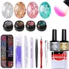 Farbe ändern UV Gel Nagellack Farbwechsel Poly Gel Dauerhafte Finger Nagel Temperatur Änderung Camouflage Verlängerung Set #ZC