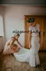 Two Pieces Mermaid Beach Wedding Dresses with Sleeve 2023 O-neck Vintage Crochet Lace Bohemian Queen Countryside Bridal Dress