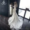 Mermaid de renda modesta fora do ombro de manga longa boho vestidos baratos vestidos de noiva marians vestidos de noiva vestidos de novia
