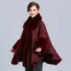 Kvinnlig faux räv päls rutig rutig tartan cape poncho cardigan stickning lady sjal stal wraps tröja #4144221e