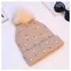 Peal Brei Hat Mode Gebreide Hoeden met Kralen Dikke Warm Winter Cap Zachte Stretch Pom Poms Mutsen Dames Skullies Caps GGA2965-4