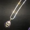 New Arrivals Purple CZ Stones Skull Pendant Men Skeleton Necklace Ice Out Cubic Zircon with 4mm tennis chain Gold Color Hip Hop Jewelry