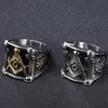 316L stainless steel black masonic rings Jewel for men gold silver freemason symbol rings jewellery gifts wholesale