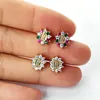 Trendy Gold Color Virgin Mary Earrings CZ Rainbow cubic zirconia Micro Pave Stud Earrings Jewelry Women Gift ER919