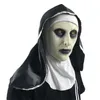 Nun Latex -masken med huvuddukskorfixt terror ansiktsmasker skrämmande cosplay thriller antifaz para fiesta skräckmascara cross hallo4199545