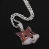 Nytt Fox Animal Necklace -hänge med repkedja Iced Out Cubic Zircon Shining Men039S Hip Hop Jewelry Gift4871588