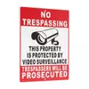 NO Trespassing Property Protected By Video Surveillance Safty Camera Metal Sign with Two Holes