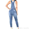 2018 Denim Jumpsuits Women Fashion Ripped Hole Long Overalls Jeans Jumpsuits Feminine Casual Washed Hollow Out Rompers