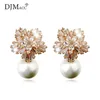 Mode- Top qualité perle boucle d'oreille non allergique 925 argent aiguille luxe flocon de neige Zircon boucle d'oreille de mariage pour les femmes (DJ0174)