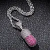 Hip Hop Colorful Iced out Open pill shape Pendant Bling CZ Cubic zirconia Necklace For women Men Hiphop Jewelry260p