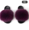 Designer-lly Fur Fox Hair Slides Chaussures plates en peluche Tongs pour la maison Sandales de plage pour dames