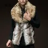 2019 패션 겨울 재킷 남자 모피 조끼 새로운 두꺼운 모피 코트 까마귀 남자 민소매 가짜 칼라 겉옷 의류 코트 조끼