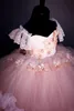 Pink Lace Beaded Flower Girl Dresses Ball Gown Hand Made Flowers Cheap Little Girl Wedding Dresses Vintage Girl Dresses Gowns2414770