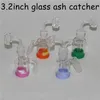 Catcher di cenere di vetro 14mm 18mm 3.2 pollici Mini Smoking Bong AshCatchers Reclaim Catchers Adapter 45 Vaso di silicone da 7 ml da 90 gradi