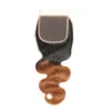 Dunkle Wurzeln #t 1b / 30 Körperwellenhaar-Webart mit Verschluss Remy Human Hair-Bündel mit 4x4-Spitzenverschluss