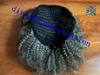 Intellectual Women Grey Hair Topper Extension Silver Grå Afro Puff Kinky Curly Drawstring Human Hair Ponytails Clip i Real Hair 1piece