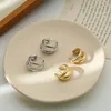 Nouvelle arrivée de haute qualité boucle d'oreille dorée mate cerceau boucles d'oreilles en argent pour femmes hommes brève conception bijoux partie cadeau de mariage 4307381