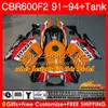 Kropp + Tank för Honda CBR 600F2 CBR 600 FS 1991 1992 1993 1994 40HC.59 CBR600FS 600CC CBR600 F2 CBR600F2 F2 Rosa svart 91 92 93 94 Fairings