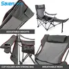 Chaise de camping pliante avec repose-pieds Chaise longue en maille avec porte-gobelet et sac de rangement Chaise de camping pliante inclinable pour activités de plein air (Gris