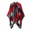 Women Vintage Plaid Poncho Fashion Lady Scarf Wrap Knit Cashmere Scarves Girl Winter Cape Cardigan Blankets Cloak Shawl TTA1817