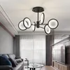 현대 블랙 LED 샹들리에 조명 북유럽 철 연구 거실 매달려 램프 침실 레스토랑 홈 데코 크리에이티브 비품