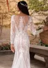Duning V-Neck Mermaid Bröllopsklänningar med Allover Semi-Heer Details Appliqued Bridal Gowns Långärmad Vestidos de Noiva