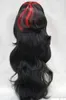 Darmowe Shippin + ++ Niesamowite Pompadour Elvis Typ Black Red Long Party Cosplay Wig