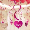 Cyuan 12 pz/lotto PVC Amore Cuore Foglio Appeso Turbinii Ornamenti A Spirale Giorno di San Valentino Anniversario di Matrimonio Decorazione Del Partito Forniture