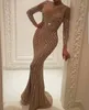 Lange mouwen jurken avondkleding luxe kristallen gouden avondjurken zuhair murad celebrity prom jurk