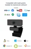 USB Full HD Webcam para computador PC Free Drive Web Câmera de Vídeo 1080P Câmera de Vídeo com Ruído Cancelamento Microfone de 110 graus de largura H264